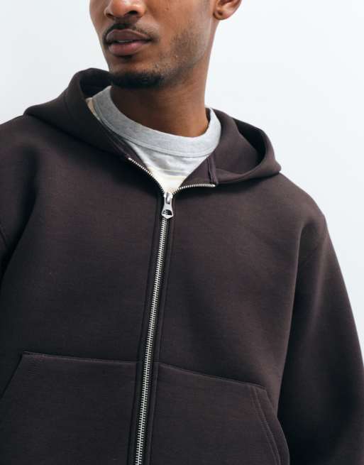 Jack & Jones sweat à capuche style scuba zippé double en marron, 4 de 5