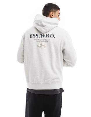 Jack & Jones - Sweat à capuche ultra oversize épais de 400 g/m² à imprimé Studio au dos - Blanc chiné - view 1