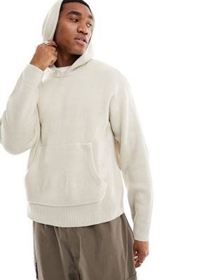 Jack & Jones boxy knitted hoodie in beige - ASOS Price Checker