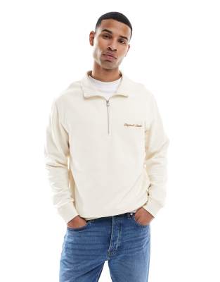 Jack & Jones - Sweat décontracté à col zippé - Blanc cassé