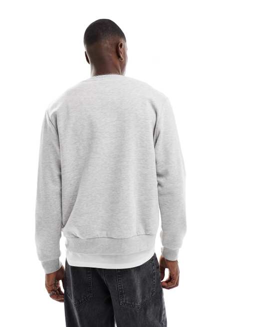 Jack & Jones - Sweat oversize avec broderie carpes - Gris clair chiné, 3 de 4