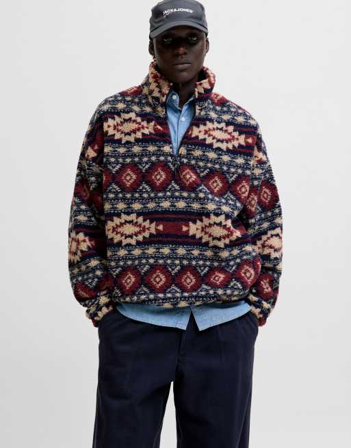 Jack & Jones - Sweat zippé en polaire - Multicolore