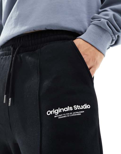 Jack & Jones sweatpants with originals studio logo in black