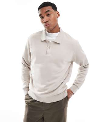 Sweatshirt in Beige mit Polokragen-Neutral Neutral XXL
