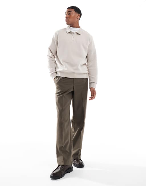 Jack & Jones – Sweatshirt in Beige mit Polokragen, 3 von 4