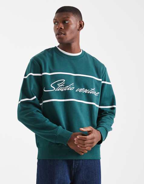 Jack & Jones – Sweatshirt in Grün mit Grafik vorne - view 1