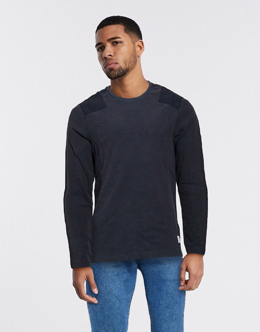 Jack & Jones - Sweatshirt med kontrast skulderpanel og rund hals-Marineblå