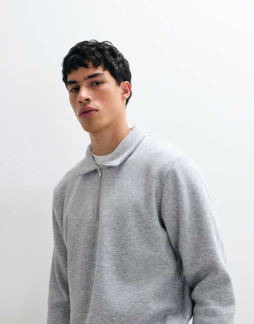 Jack & Jones sweatshirt med krage och kvartslång dragkedja i grått, 3 av 5