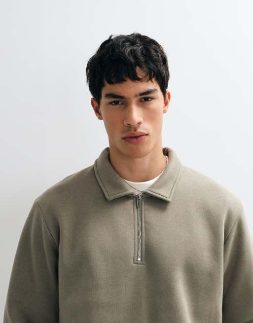 Jack & Jones sweatshirt med krave og kvart lynlås i grøn, 4 af 5