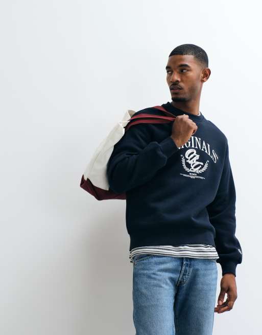 Jack & Jones sweatshirt med varsity-logga i navy, 3 av 5