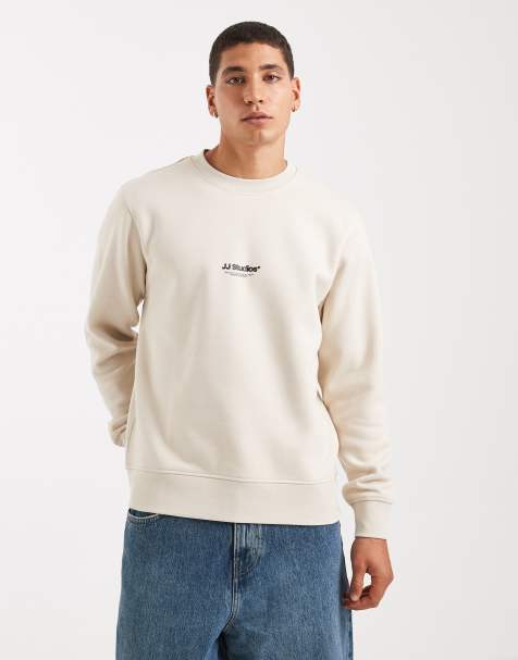 Jack & Jones - Sweatshirt met logo aan de voorkant in crème - view 1