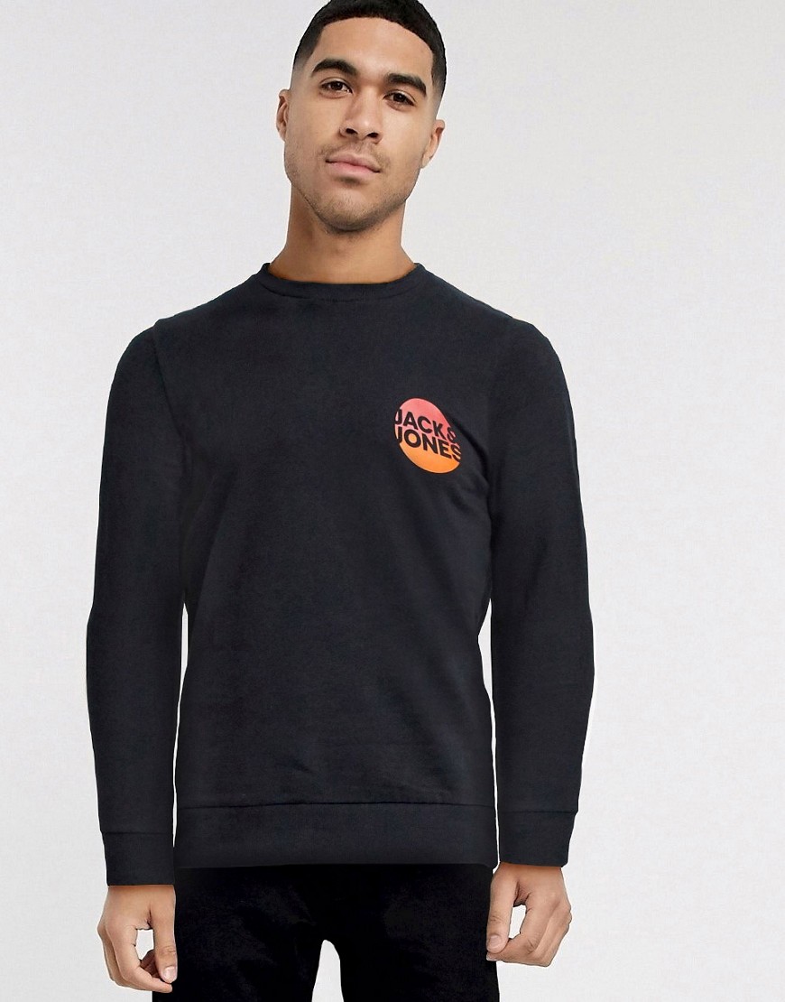 Jack & Jones - Sweatshirt met logoprint met geleidelijk verloop-Zwart