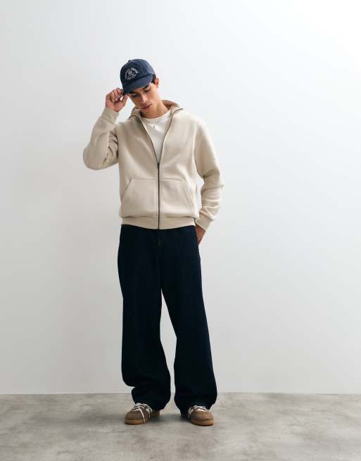 Jack & Jones sweatshirt met rits en hoge hals in beige, 2 van 5