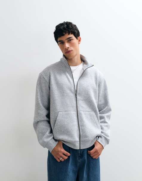 Jack & Jones sweatshirt met rits en hoge hals in grijs - view 1