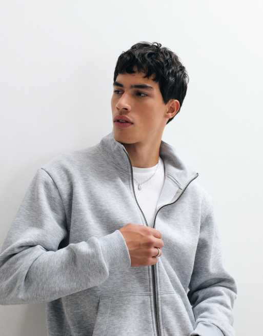 Jack & Jones sweatshirt met rits en hoge hals in grijs, 4 van 5
