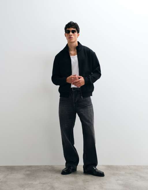 Jack & Jones sweatshirt met rits en hoge hals in zwart, 3 van 5