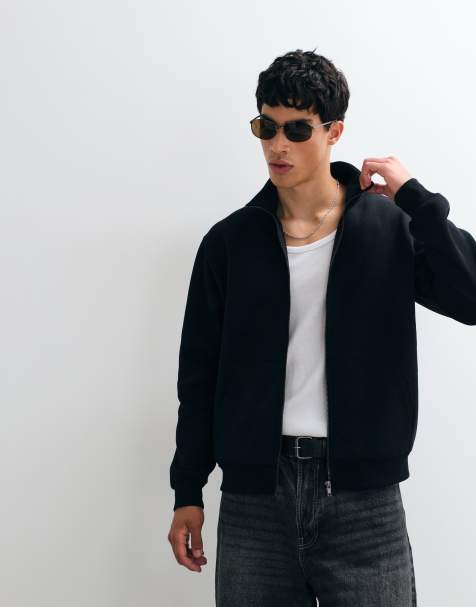 Jack & Jones Sweatshirt mit Reißverschluss und Stehkragen in Schwarz - view 1