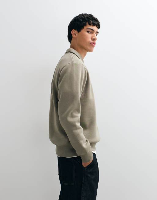 Jack & Jones Sweatshirt mit Viertelreißverschluss und Kragen in Grün, 3 von 5
