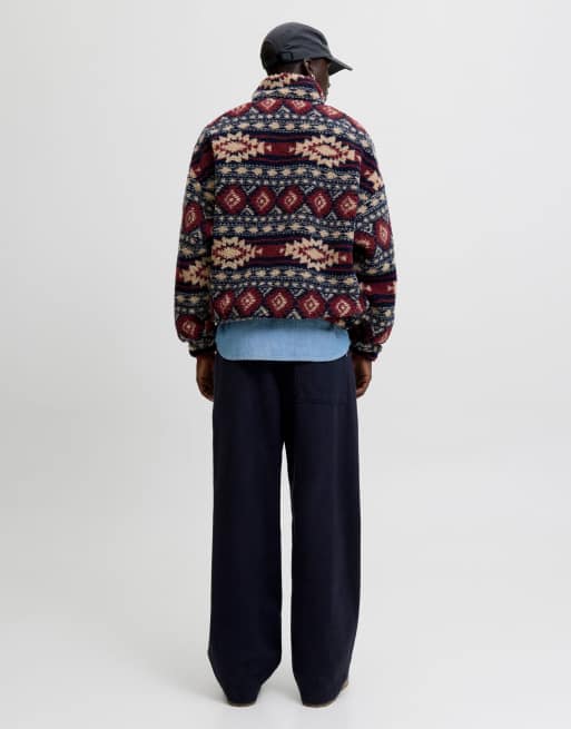 Jack & Jones - Sweatshirt van fleece met korte rits in multi, 2 van 7