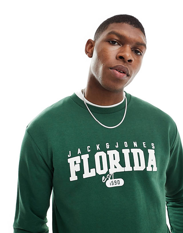 Jack & Jones - sweatshirt with florida print in green
