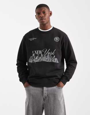 Jack & Jones Sweatshirt With Front Graphic In Black