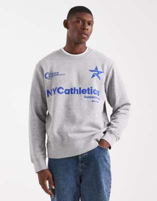 Jack & Jones Sweatshirt With Front Graphic In Gray