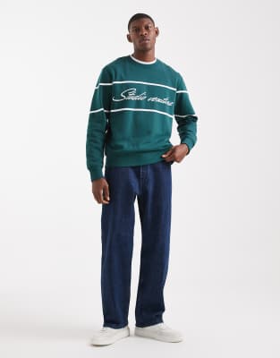 Jack & Jones Sweatshirt With Front Graphic In Green