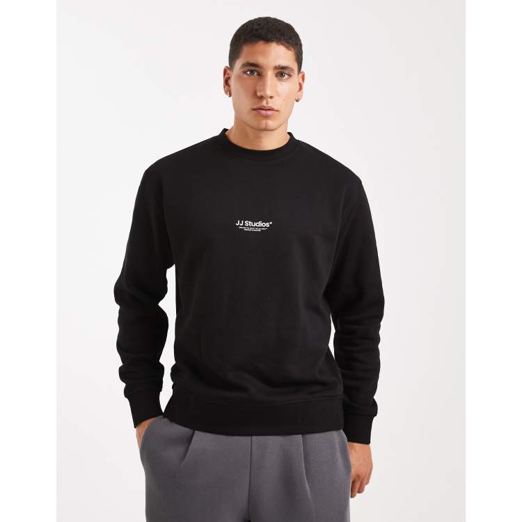 Jack & Jones sweatshirt with front logo in black | ASOS