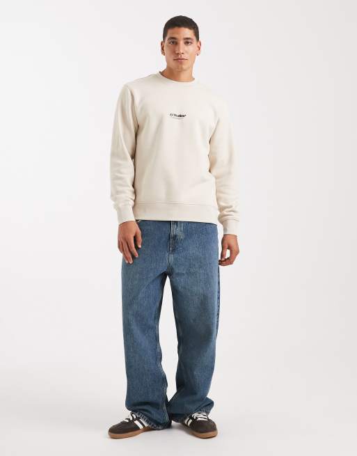 Jack & Jones sweatshirt with front logo in cream, 2 of 5