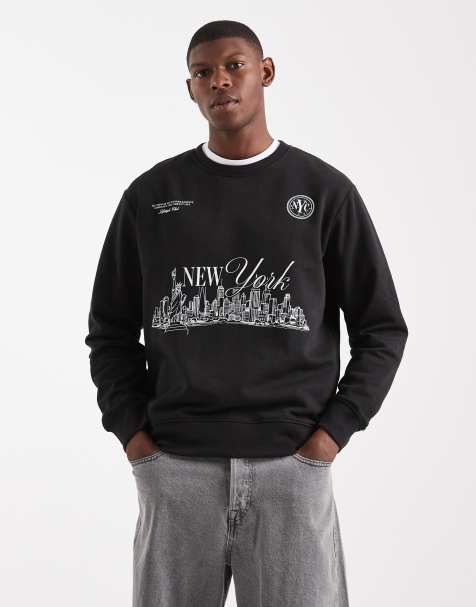 Jack & Jones sweatshirt with new york graphic in black - view 1