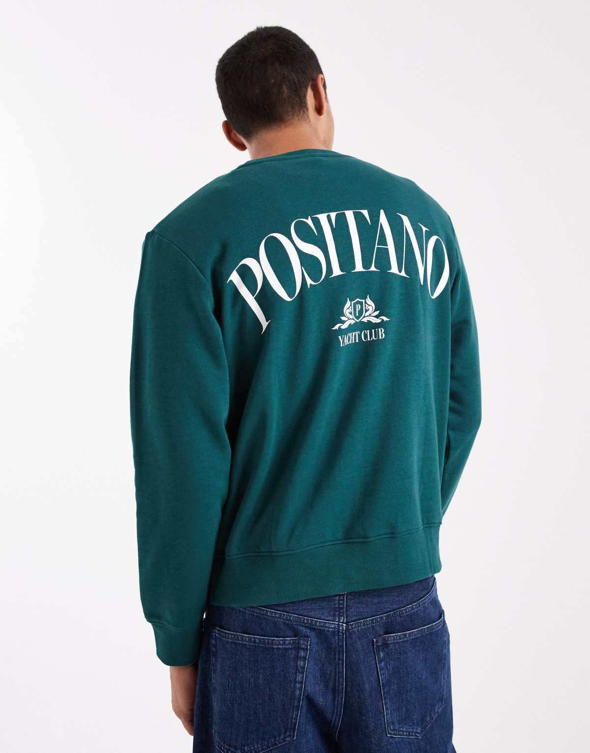 Jack & Jones sweatshirt with positano back graphic in green
