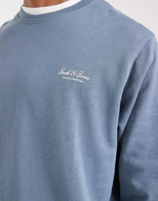 Jack & Jones sweatshirt with script logo in blue, 4 of 5