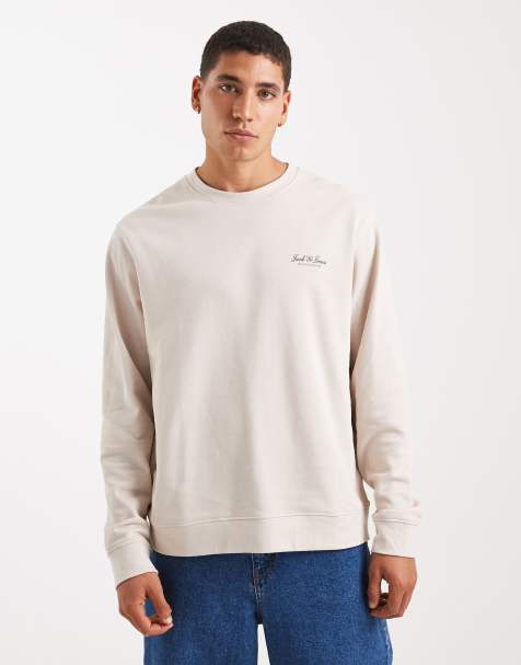 Jack & Jones sweatshirt with script logo in cream - view 1