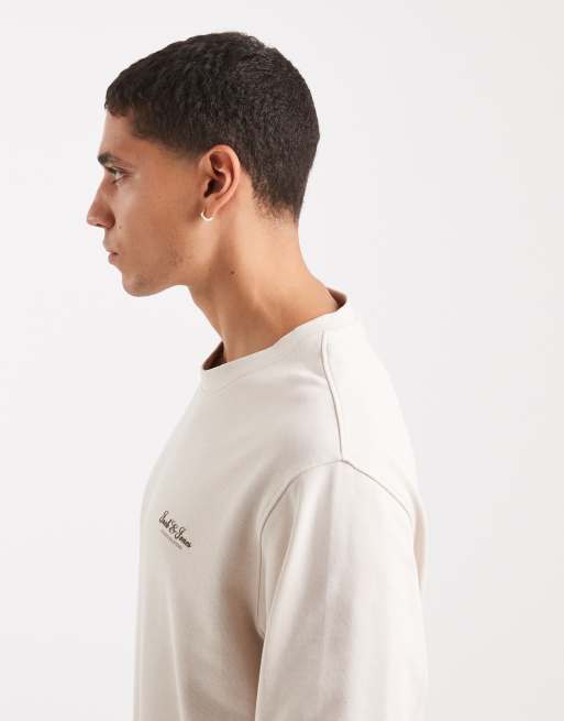 Jack & Jones sweatshirt with script logo in cream, 4 of 5
