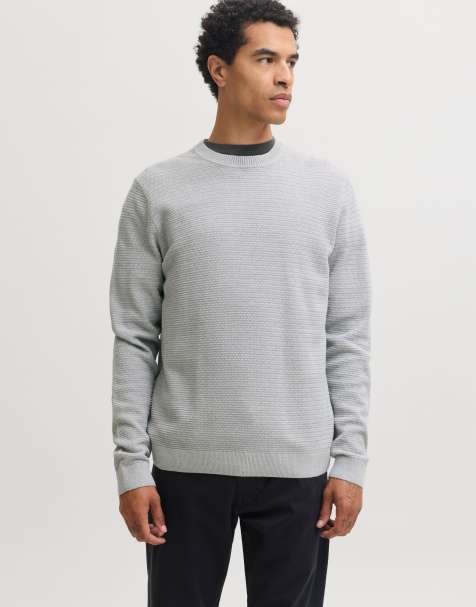 Jack & Jones sweter dzianinowy w jasnoszary melanż - view 1