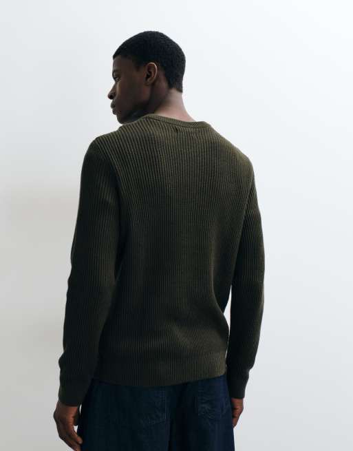 Jack & Jones sweter z drobnym prążkiem w oliwkowej zieleni, 5 z 5