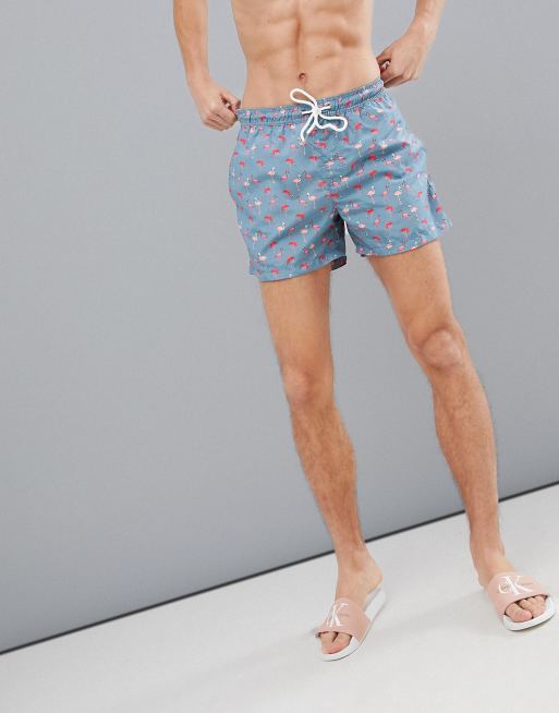 Jack & Jones Swim Shorts With Flamingo Print