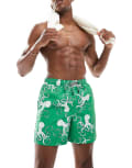 [Jack & Jones] Jack & Jones swim shorts with octopus print in green XS GREEN BEE