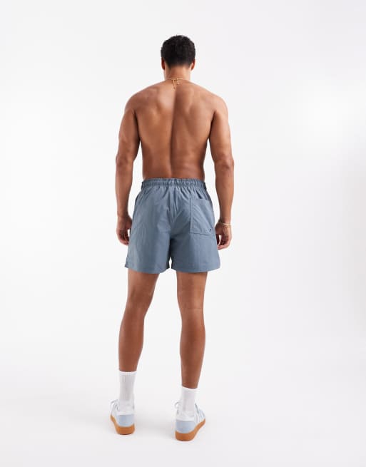 Jack & Jones swim shorts with originals logo in mid blue, 4 of 4