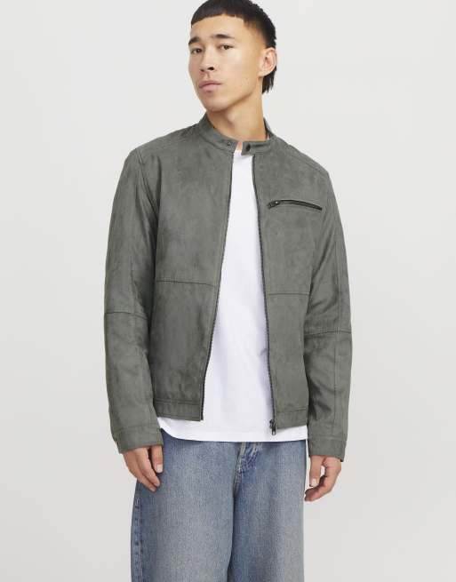 Jack & Jones Synthetic leather jacket in sedona sage