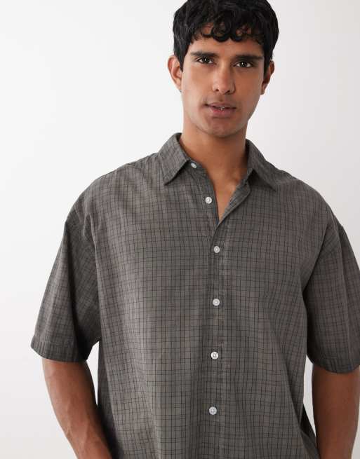 Jack & Jones – Szara koszula w kratkę z efektem overdye, 4 z 5