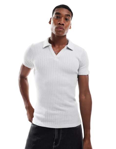 Jack & Jones muscle fit polo in grey