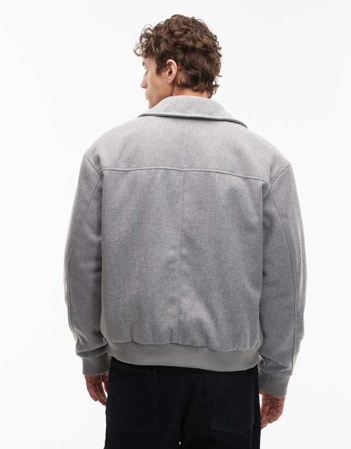 Jack & Jones – Szara kurtka bomberka Harrington z mieszanki wełny, 3 z 5