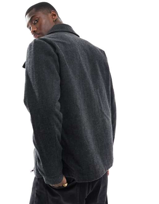 Jack & Jones – Szara kurtka koszulowa z imitacji wełny, 2 z 4