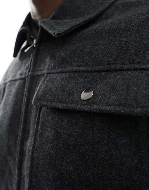 Jack & Jones – Szara kurtka koszulowa z imitacji wełny, 4 z 4