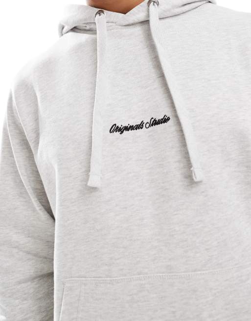 Jack & Jones – Szara melanżowa bluza oversize z kapturem i haftowanym logo, 2 z 4