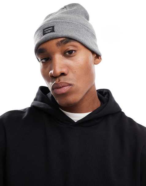 Jack & Jones – Szara melanżowa czapka beanie z dzianiny - view 1