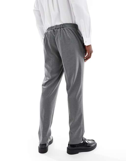 Jack & Jones – Szare dopasowane spodnie garniturowe z dżerseju, 4 z 5