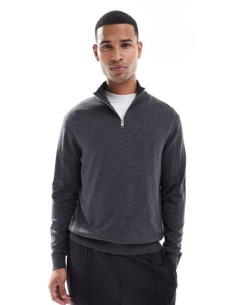 Jack & Jones – Szary sweter z zapięciem na suwak pod szyją - view 1