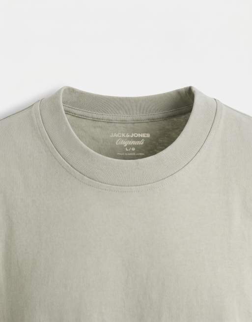 Jack & Jones – Szałwiowozielony podkoszulek oversize o pudełkowym kroju, 8 z 9